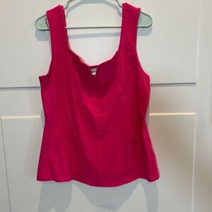 AVA & VIV Women's 1X Hot Pink Sleeveless Top Textured‎ Sweetheart Neck Cute Tank